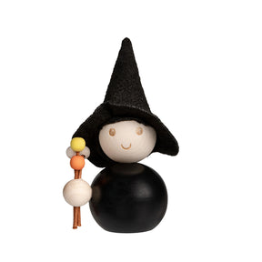Witch Easter Willow wooden figurine, 10 cm, black
