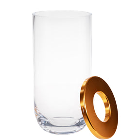 Duo glass vase, clear and gold, 24 cm