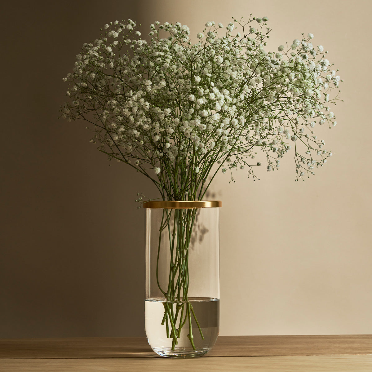Duo glass vase, clear and gold, 24 cm