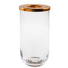 Duo glass vase, clear and gold, 24 cm