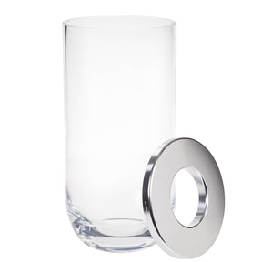 Duo glass vase, clear and silver, 24 cm