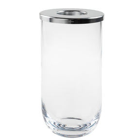 Duo glass vase, clear and silver, 24 cm
