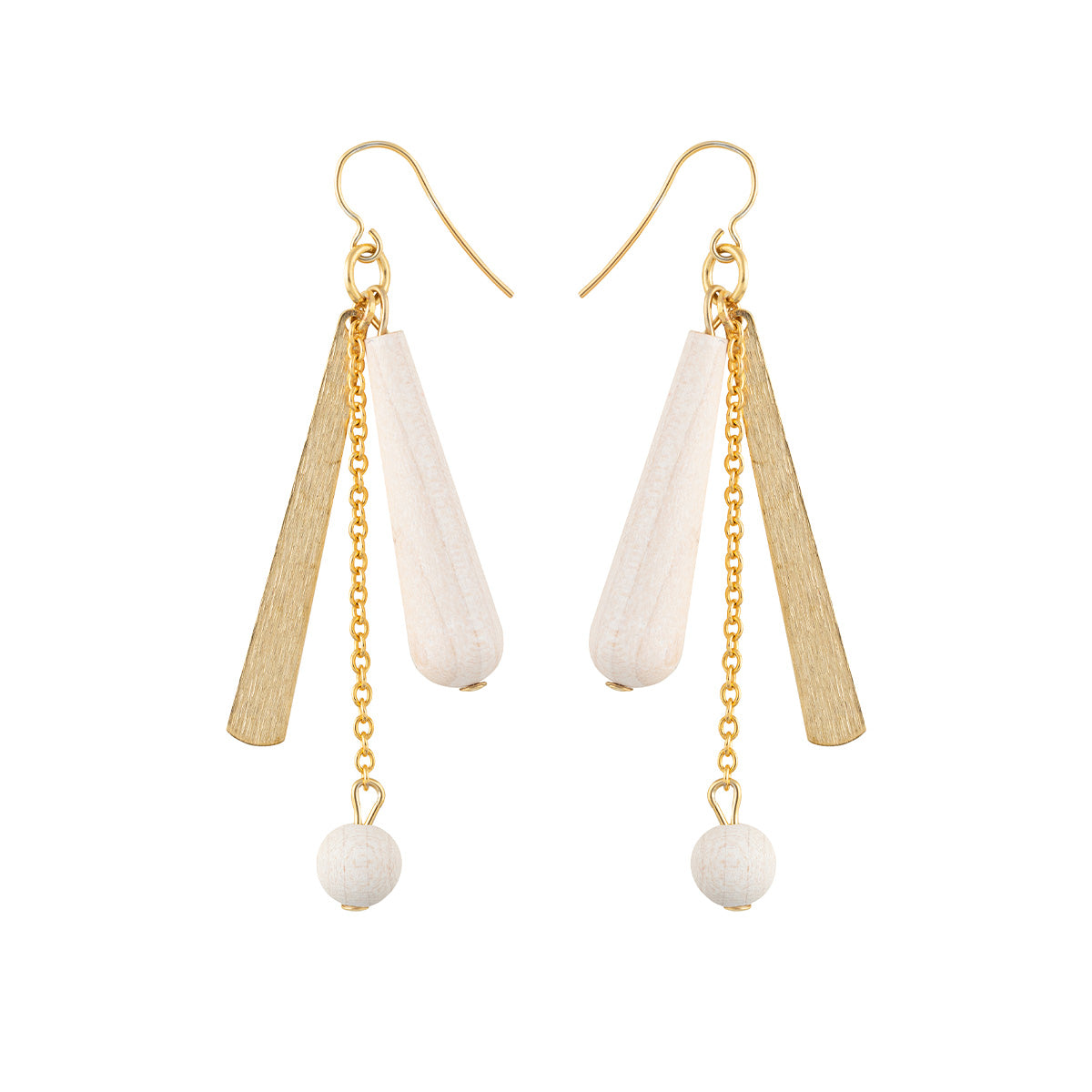 Eveliina earrings, ecru and gold