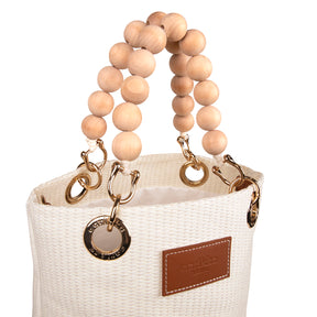 Laura basket bag, ecru and brown