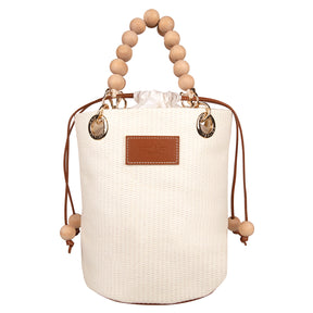 Laura basket bag, ecru and brown