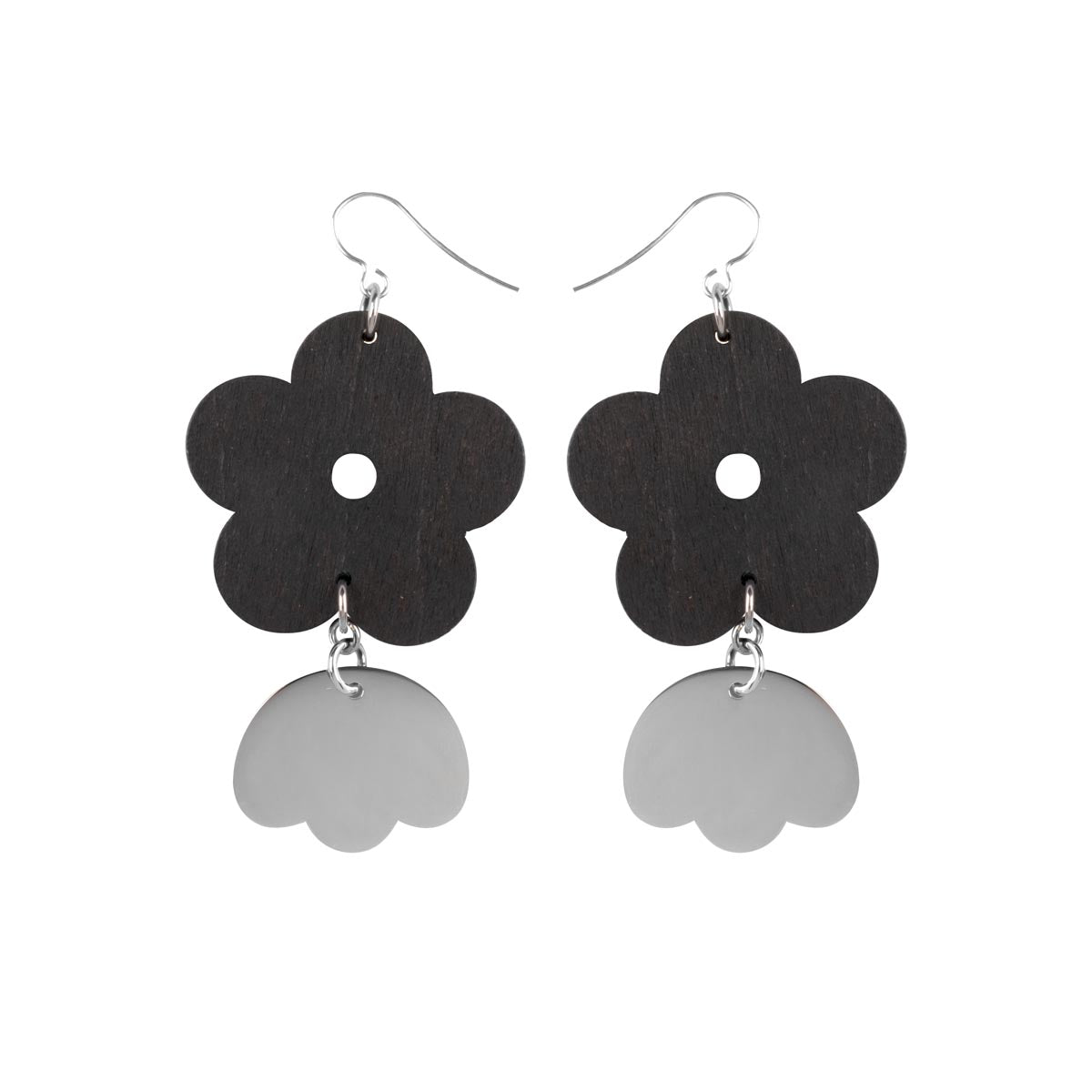 Kirjolemmikki earrings, black and silver