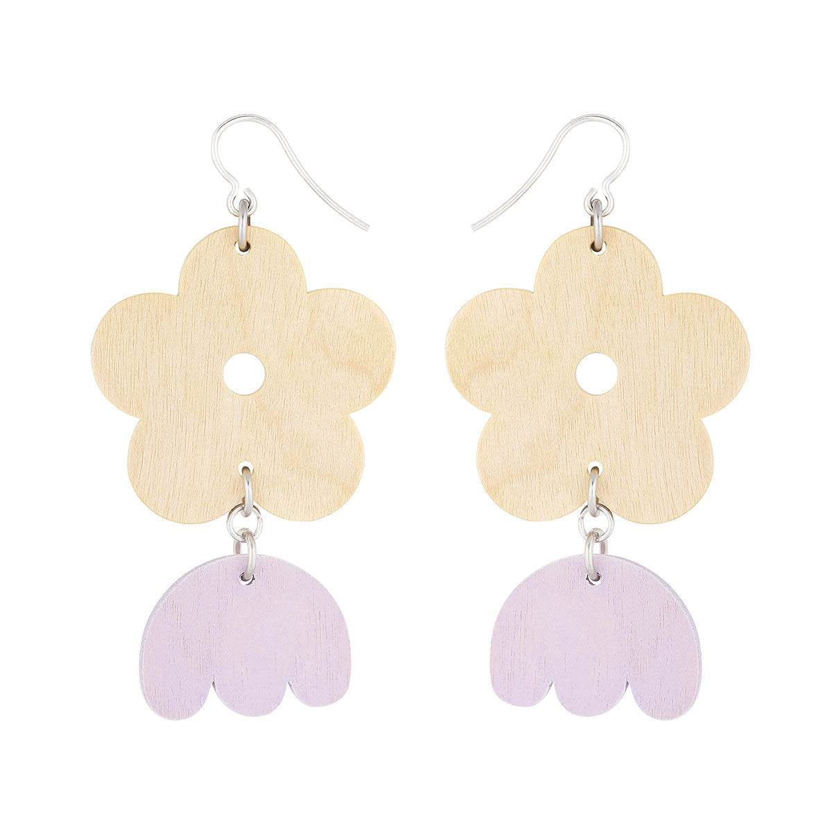 Kirjolemmikki earrings, light yellow/ lavender
