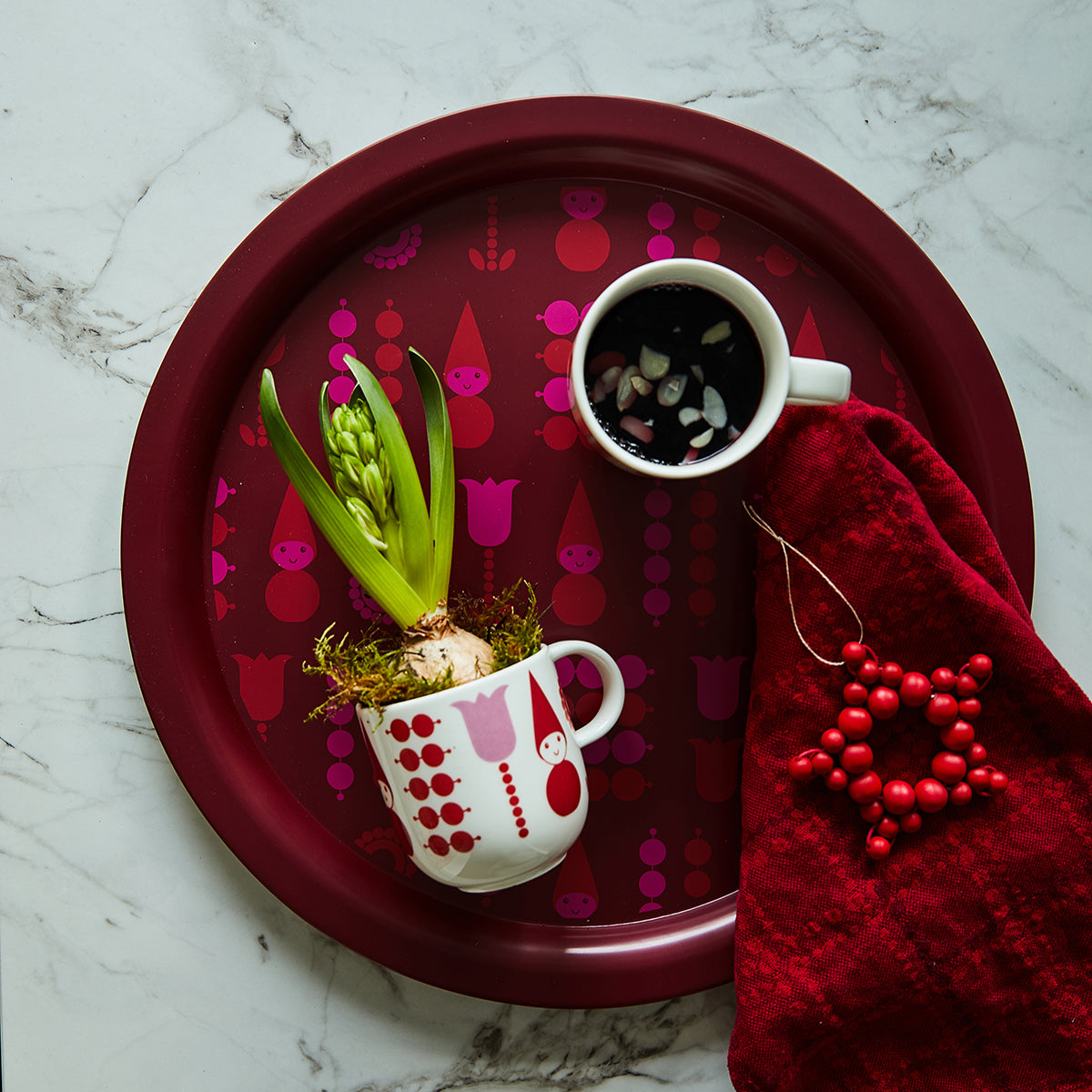 Nuppu tray, 40 cm, Elf, red