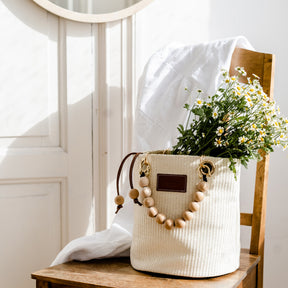 Laura basket bag, ecru and brown